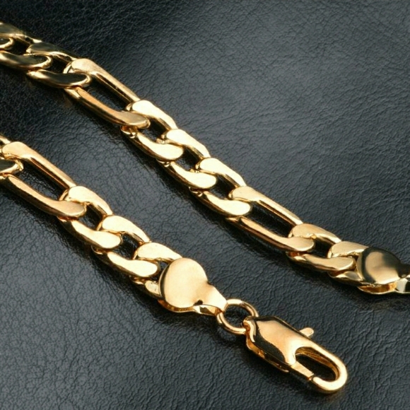 🆕️ FINAL SALE 50% OFF TODAY 18k Gold Plated Figaro Men's 8mm Chain - Picture 3 of 7